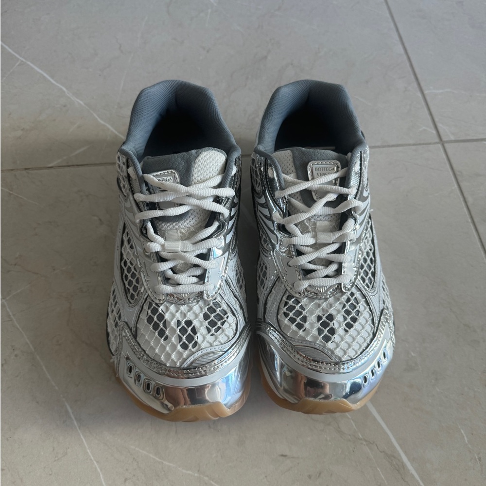 Silver & White Bottega Veneta Orbit Sneakers